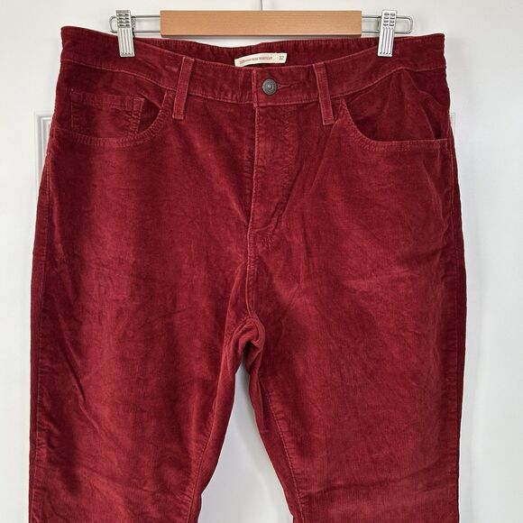 Levis 725 High Rise Bootcut Corduroy Pants Women Sz 32 Preppy 90s Red Wine Color - Picture 1 of 11